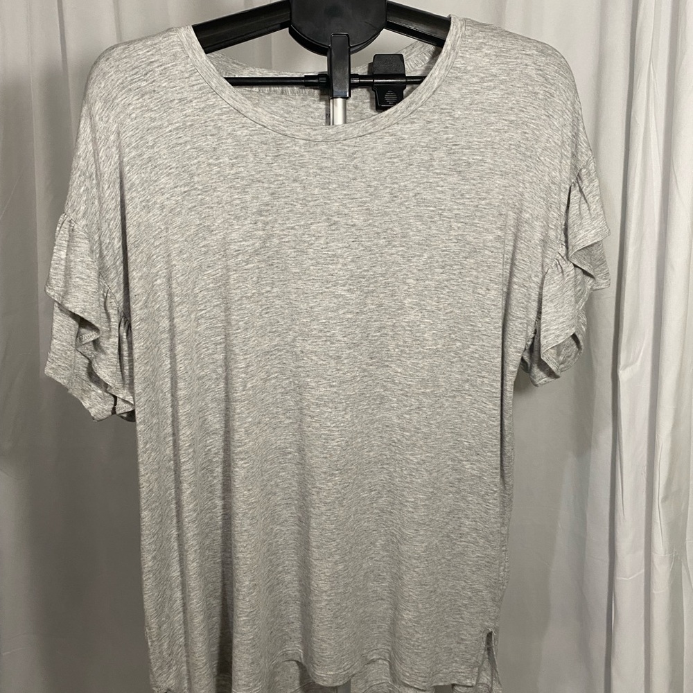 Aerie Light Gray Ruffle Sleeve Top